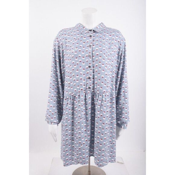Boden Womans Blouse Shirt Tunic Top US 16L UK 20L Blue Gray Floral Tunic NWT - Picture 1 of 6